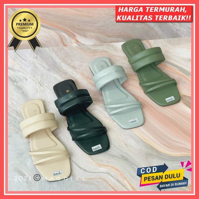 Sendal Wanita Slop Rajut Teplek Murah Kekinian Simple Santai Sandal Perempuan Flat Selop Slip Casual