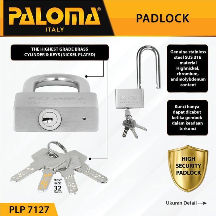 Paloma Gembok Kunci PadLock PLP 7127 Ultramarine 70MM LONG SSS