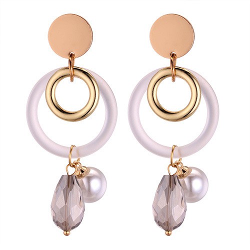 LRC Anting Tusuk  Fashion Circular Ring Shape Decorated Earrings