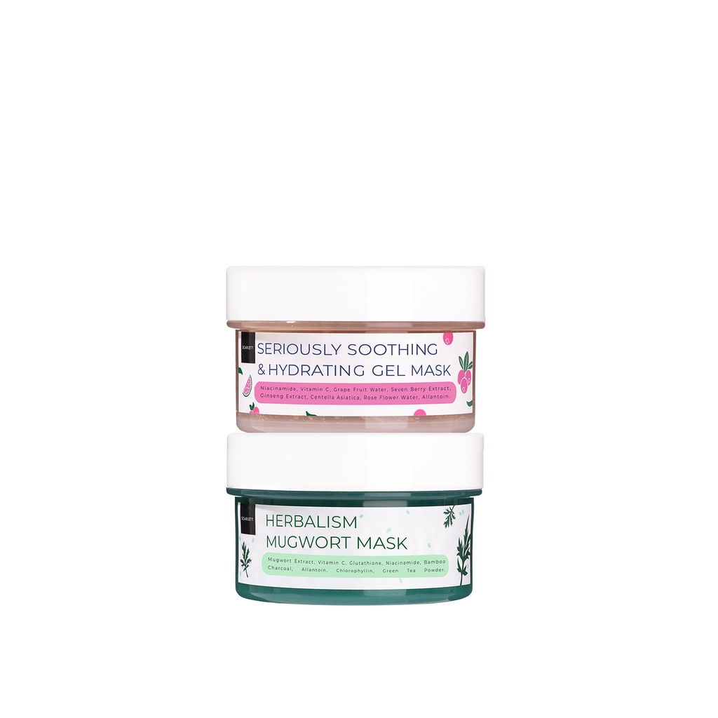 Scarlett Whitening Herbalism Mugwort Mask | Seriously Soothing &amp; Hydrating Gel Mask berry mask | MASKER SCARLETT WHITENING | SCARLETT MASK