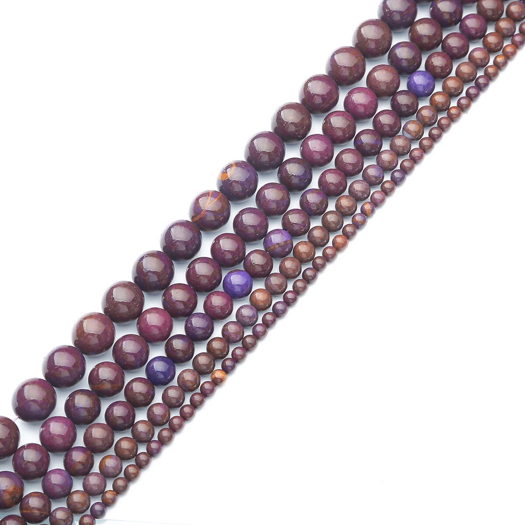 32-89 pcs Warna Aditif Alami Zijin Stone Beads, Diameter 4/6/8/10/12mm, Diameter lubang sekitar 1mm, untuk Membuat Perhiasan DIY