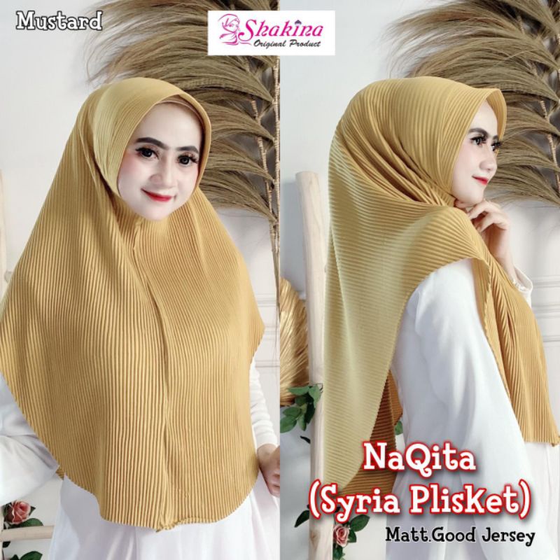 Jilbab Bergo Syria Daily Naqita Moms Plisket Original Shakina-Mustard