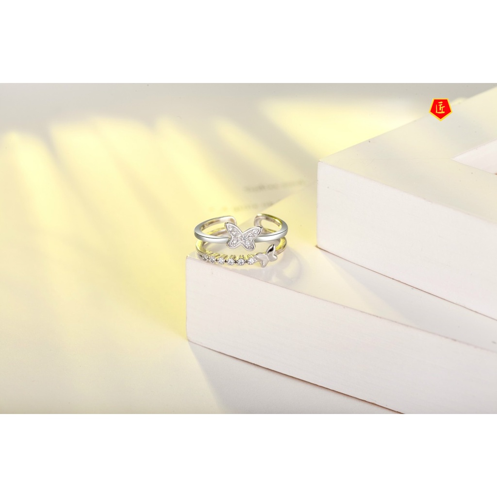 [Ready Stock]Female Silver Butterfly Ring Korean Style Simple Fashion