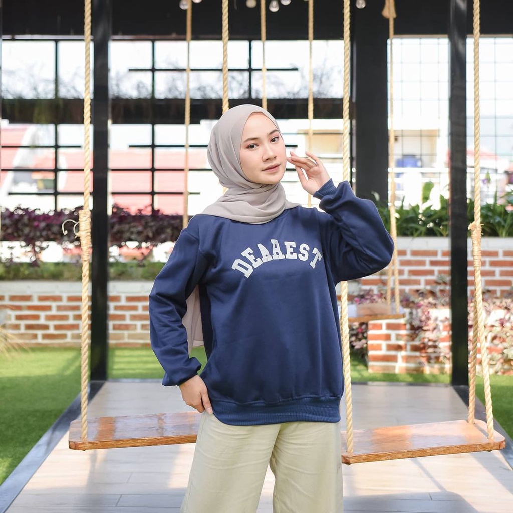 Sweater Dearest | Korean Style Sweatshirt | Pakaian Wanita Dan Pria | Bahan Fleece | Allsize