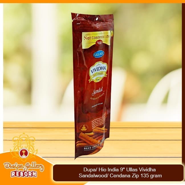 Dupa/ Hio India 9&quot; Ullas Vividha Sandalwood/ Cendana Zip 135 gram