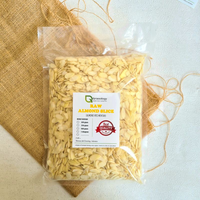 Almond Slice Raw / Almond Iris Tipis Mentah - 1 kilogram