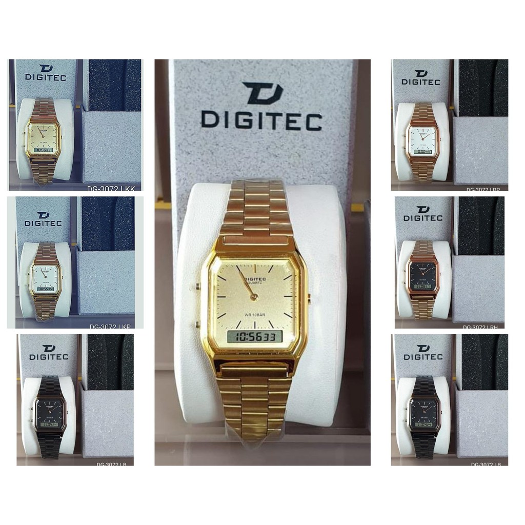 JAM TANGAN WANITA DIGITEC DG3072LB RANTAI ORIGINAL LADIES DOUBLE TIME ANTI AIR ADA 5 WARNA BISA COD
