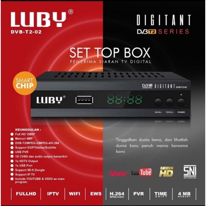 Set Top Box Tv Digital Luby T2-01 / Receiver Tv Digital Luby  / Set Top Box TV Analog Ke Digital / Set Top Box Untuk TV Digital Untuk TV Tabung / Set Top Box Murah / Set Top Box luby Murah / STB Termurah / Stb Bagus murah