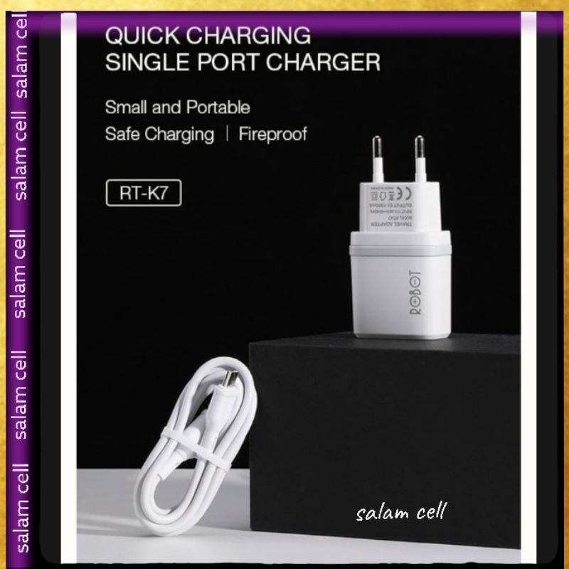 Charger Hp ROBOT RT-K7 Micro Usb Bisa Untuk Segala Jenis HP Original bergaransi