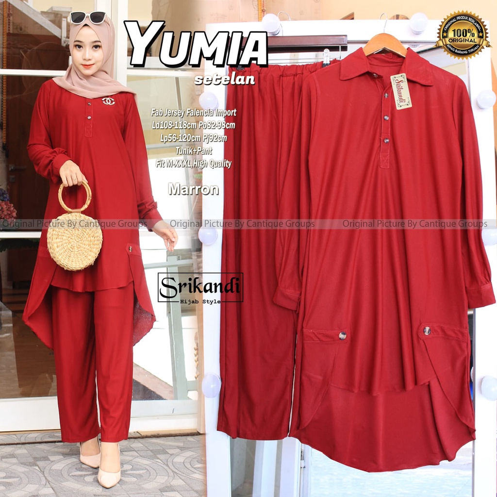 Set wanita jumbo LD 108 melar 118 setelan tunik polos mat jersey falencia one set big size lengan panjang Ori Srikandi | Kelly Asyifa Yumia Syakilla Whiteney-Yumia maroon