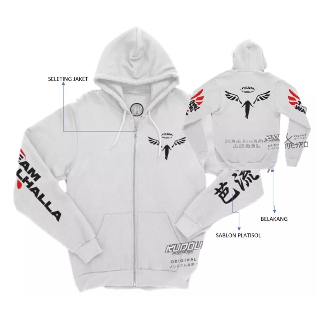 (BISA COD) JAKET HOODIE ANAK JAKET SWEATER ANAK ANIME TOKYO TEAM VALHALLA HEADLESS ANGEL