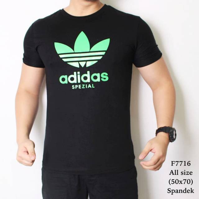 Kaos pria casual adidas black green