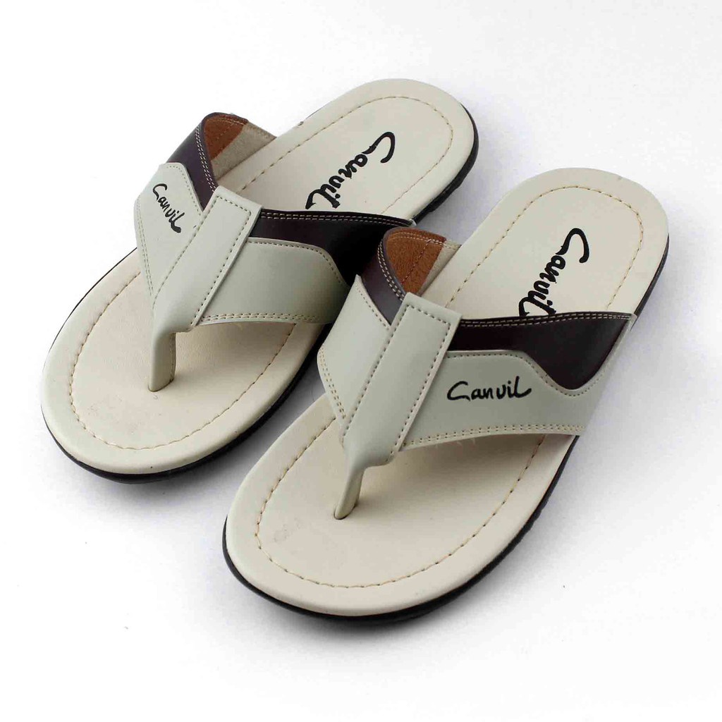 Sandal Jepit Kulit Canvil Pria Dewasa Sendal Kekinian Cowok Trendy