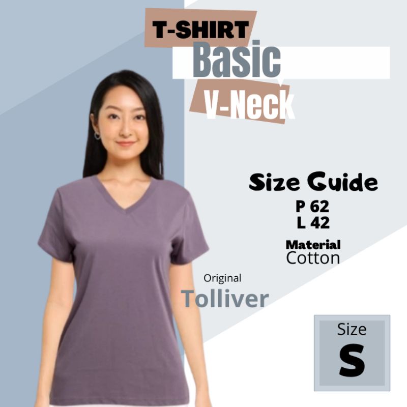 Kaos polos original V-neck tolliver Plum