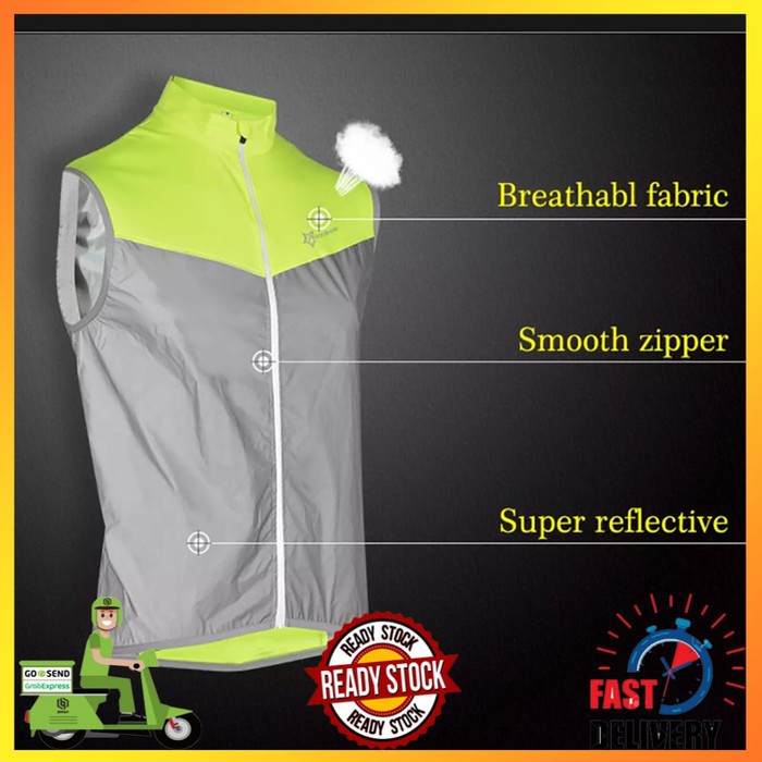 Jaket rompi sepeda Merk ROCKBSOS reflektif windproof