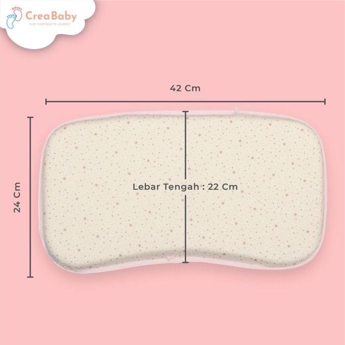 Crea Baby Cotton Soft Memory Foam Baby Pillow - Bantal Peyang Bayi 2 Warna