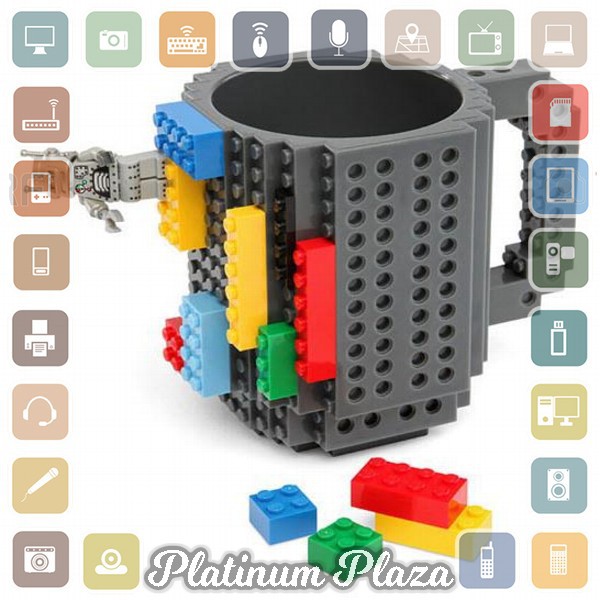 VKTECH Gelas Mug Lego Build-on Brick - 936SN - Black`6FYQJE-