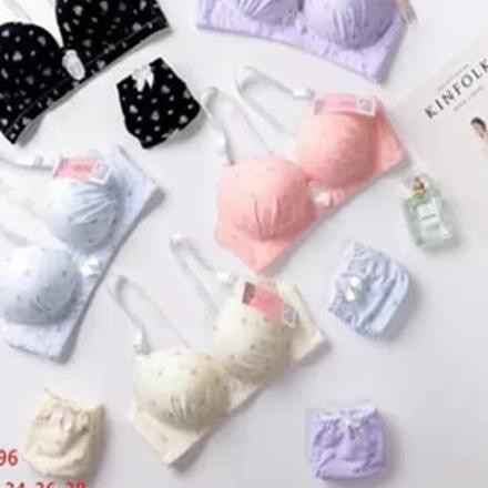 ➽ bra set celana dalam bh katun tanpa kawat printed B8896 ♧