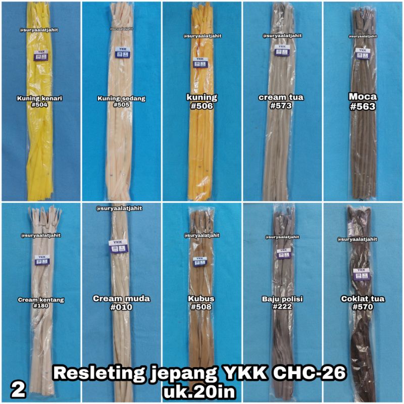 🅰️Resleting jepang YKK 20in/50cm CHC-26 @1lusin =rp.98.500/12pcs