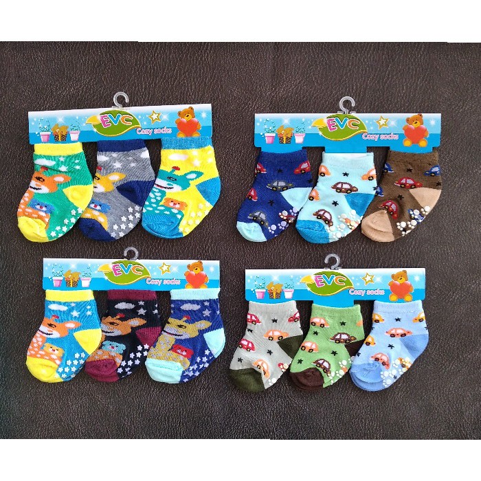 Kaos Kaki Bayi Newborn Isi 3 Pasang anti slip