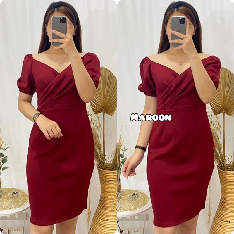 Marimampir GLIVEO(COD) - DRESS LENGAN BALON SCUBA PREMIUM / GAUN PESTA IMPORT / GAUN PARTY KONDANGAN