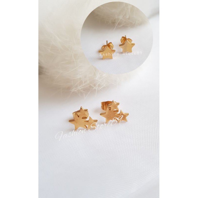 Anting Tusuk Bintang Bestseller impor titanium gold Anting Tusuk Star impor fashion dewasa dan anak