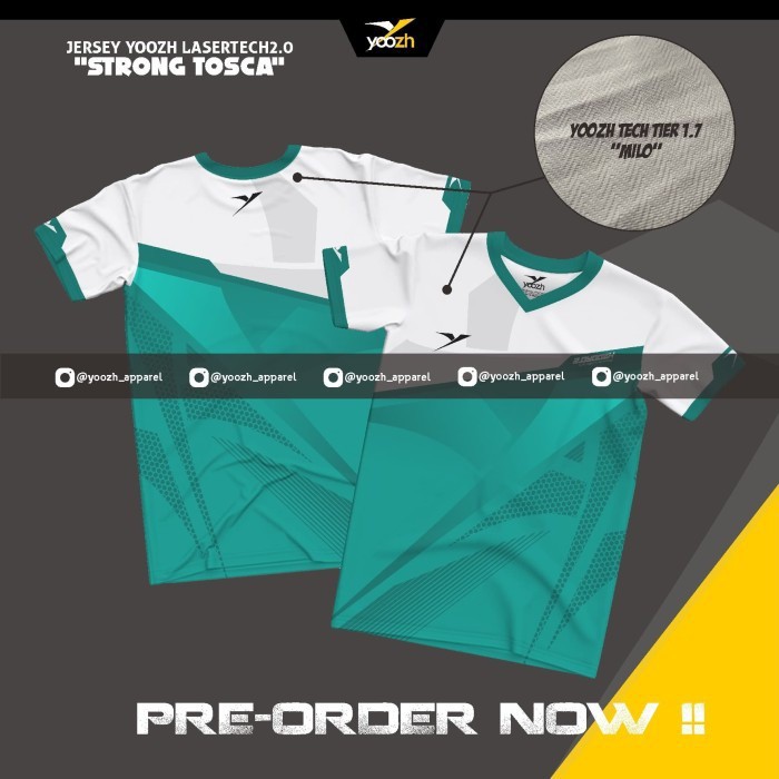 Terbaru  Baju badminton YOOZH lasertech 2.0 strong tosca custom jersey printing sublim