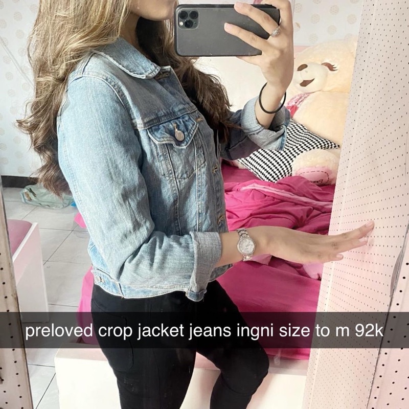 Preloved crop jadket jeans ingni size to m 92k