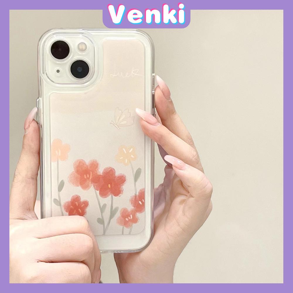 iPhone Case Silicone Soft Case Clear Case Thickened Shockproof Protection Camera Metal Button Elegant Flower Compatible For iPhone 11 Pro Max 13 Pro Max 12 Pro Max 7Plus xr XS Max