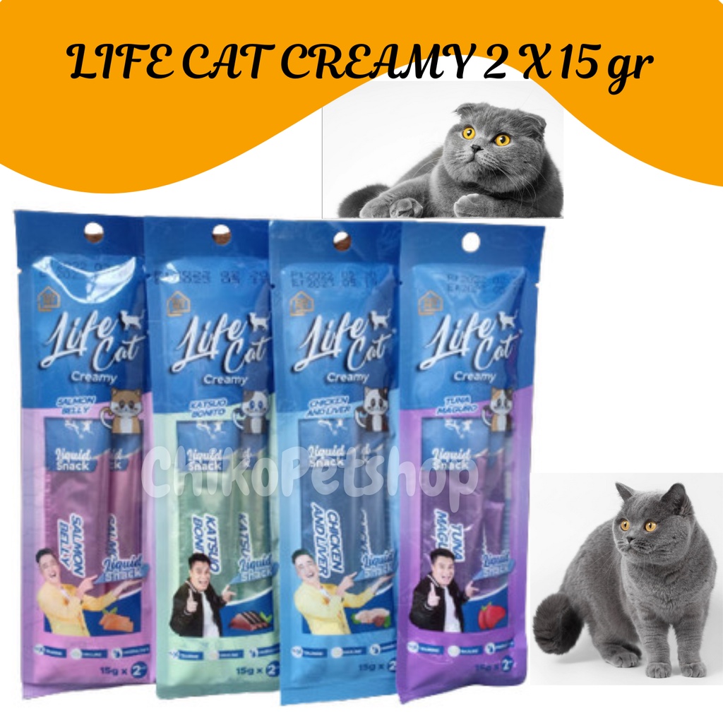 Snack Kucing LIFE CAT CREAMY TREATS 2 x 15 gr Cemilan LIFE CREAMY