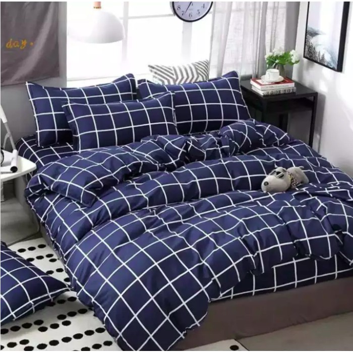 SPREI DISPERSE MOTIF AESTHETIC PLAID / POLKADOT MINIMALIS KOREA BY MORNING OWL  BAHAN KATUN DISPERSE MICROTEX  120x200 / 160x200 / 180x200  TINGGI 20 CM