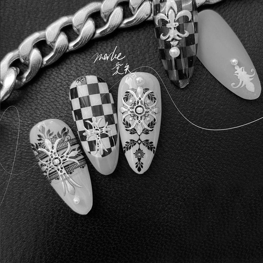 MXBEAUTY Nail Art Sticker Gold Craft Punk DIY Cross Star Manicure Stiker Dekorasi Kuku