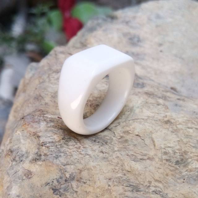 Langka!  Ring Cincin Giok Snow Jade Aceh Model Petak Atas Kualitas Super