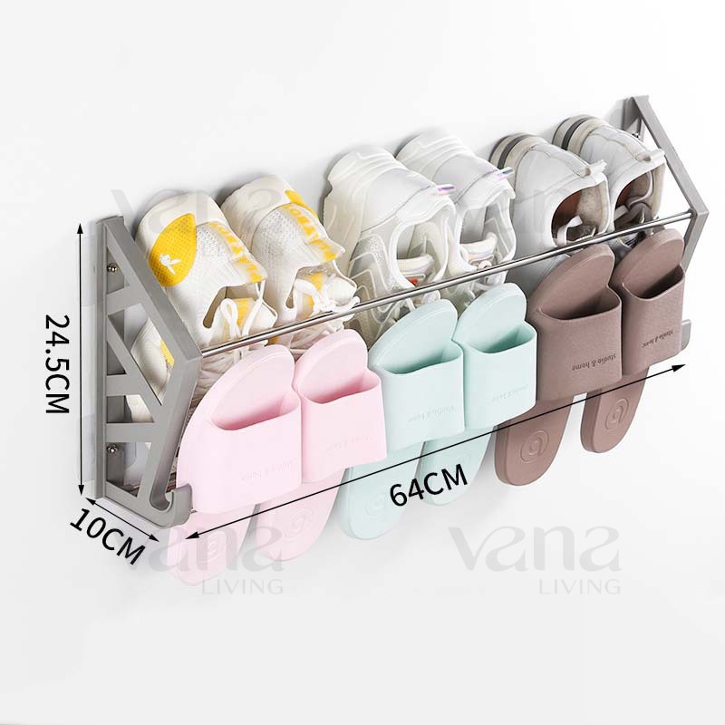 Vana Rak Sandal dan Sepatu Gantung Susun Shoe Rack Organizer Besi Plastik Minimalis Holder Panci Dapur Dinding Belakang Pintu Minimalis Kuat