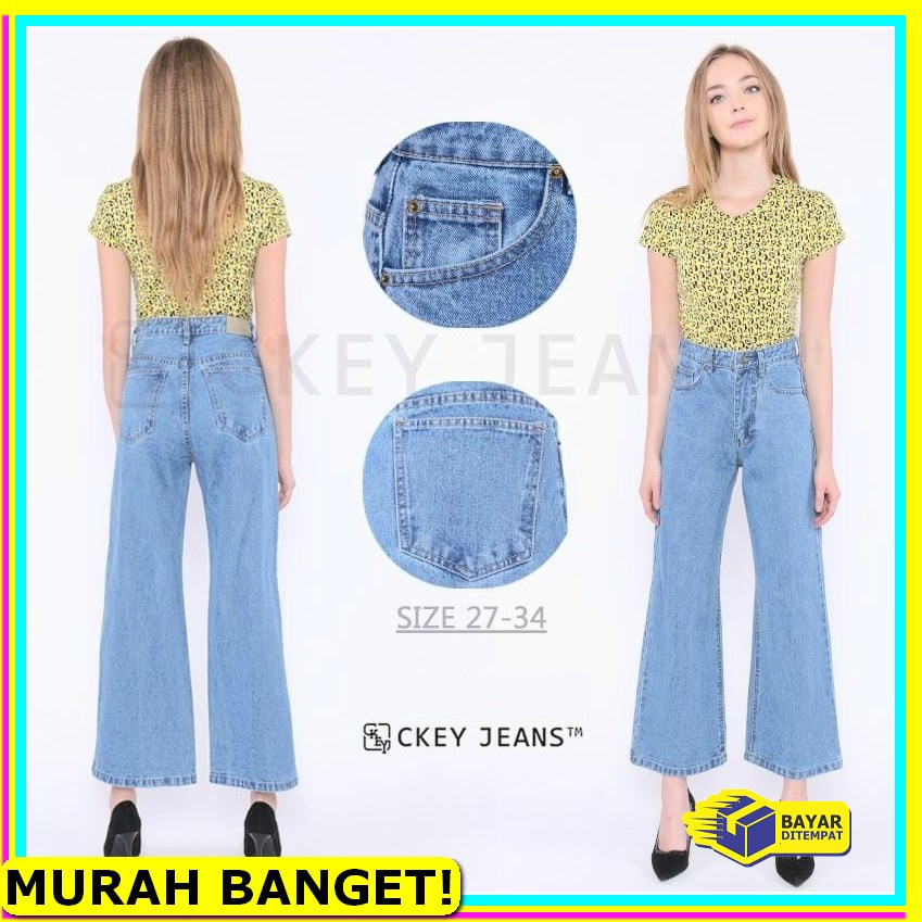 Celana Jins Cewek Kekinian Ukuran Jumbo Jeans Levis Import Distro LH262 Celana Jeans Kulot Highwais
