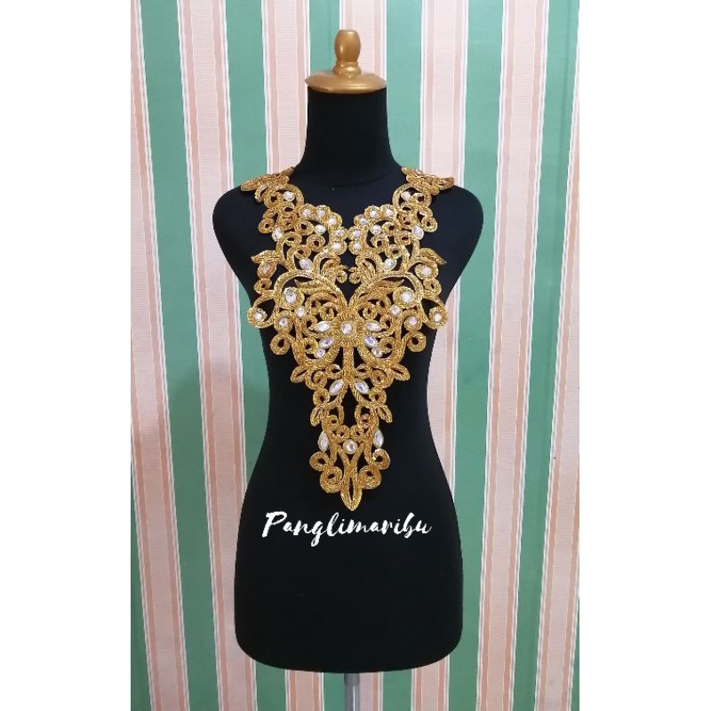 Bordir coker dada bordir full payet bambu+diamond