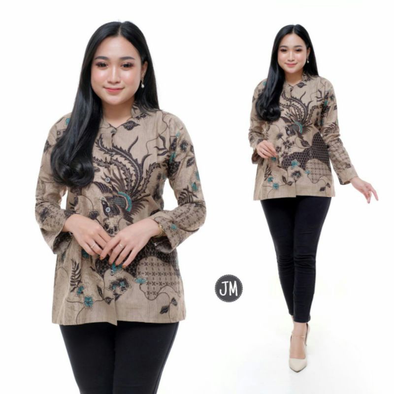tey-17 Batik wanita ASJ SA HRB026 Kenongo Kemeja Tosca Pendek-I