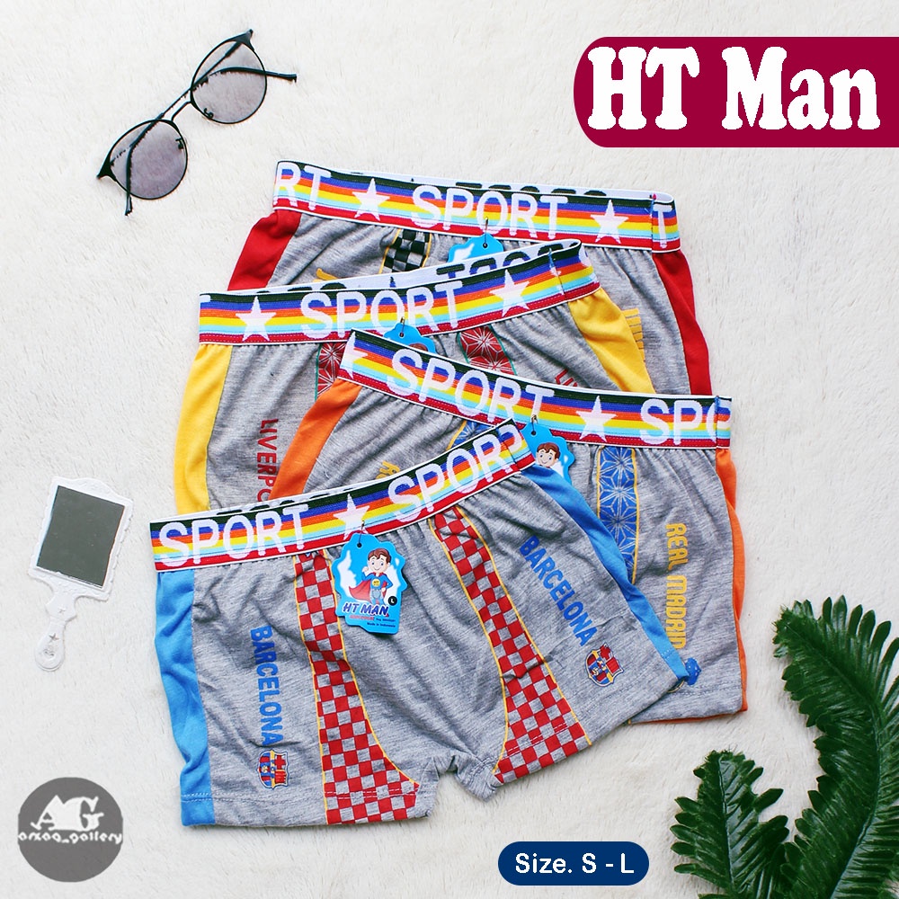 6pc -- BOXER ANAK LAKI LAKI HT MAN 0239 | CELANA DALAM BOXER ANAK UKURAN S M L | 5 - 12 TAHUN