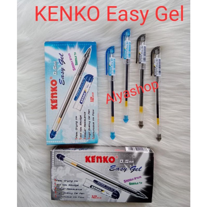 GEL INK PEN,  KENKO EASY GEL HITAM &amp; BIRU