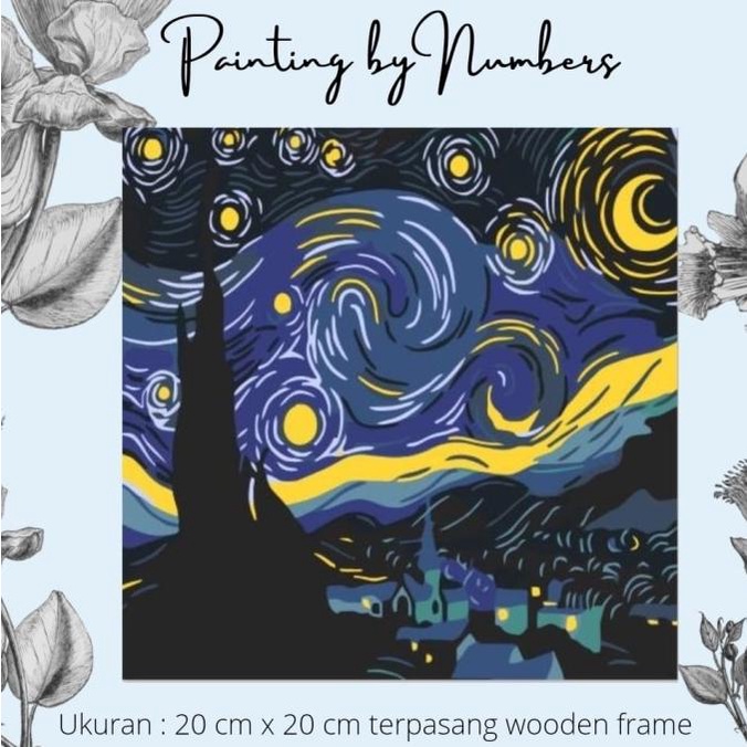 

DIY painting by number 20x20cm kerajinan tangan - Starry Night