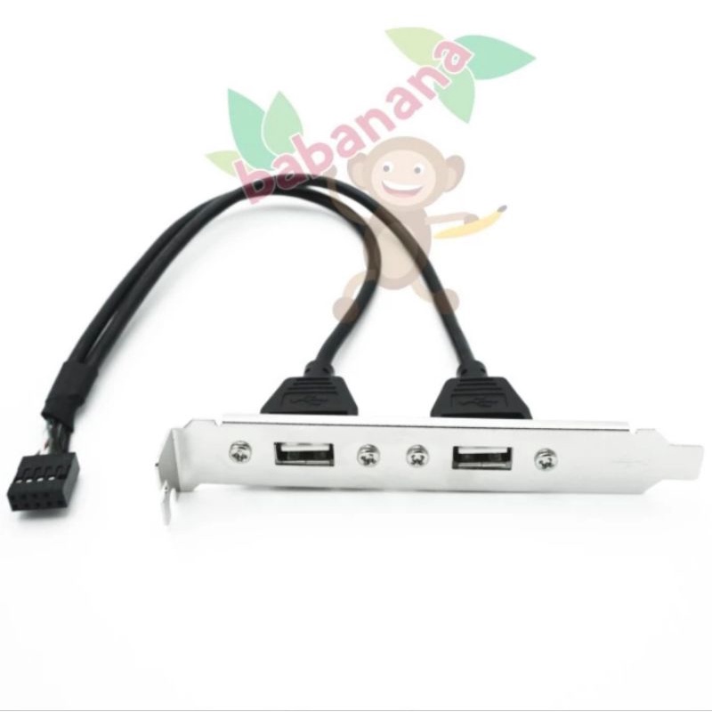 Kabel splitter USB 2.0 9 pin 1 to 2 port pc cabang slot pci hub hitam