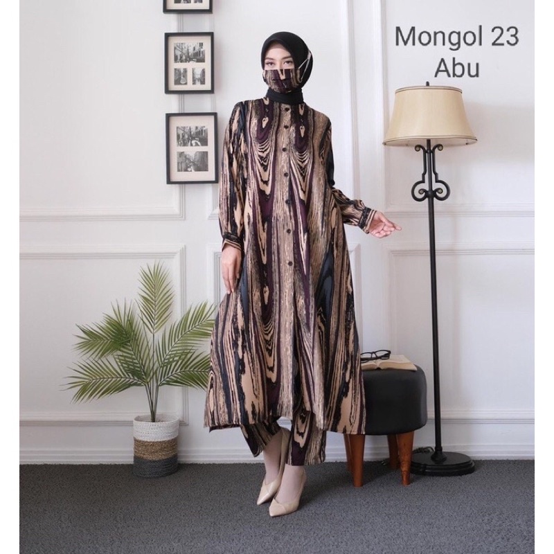 SET LONG TUNIK RAYON JUMBO LD 120CM