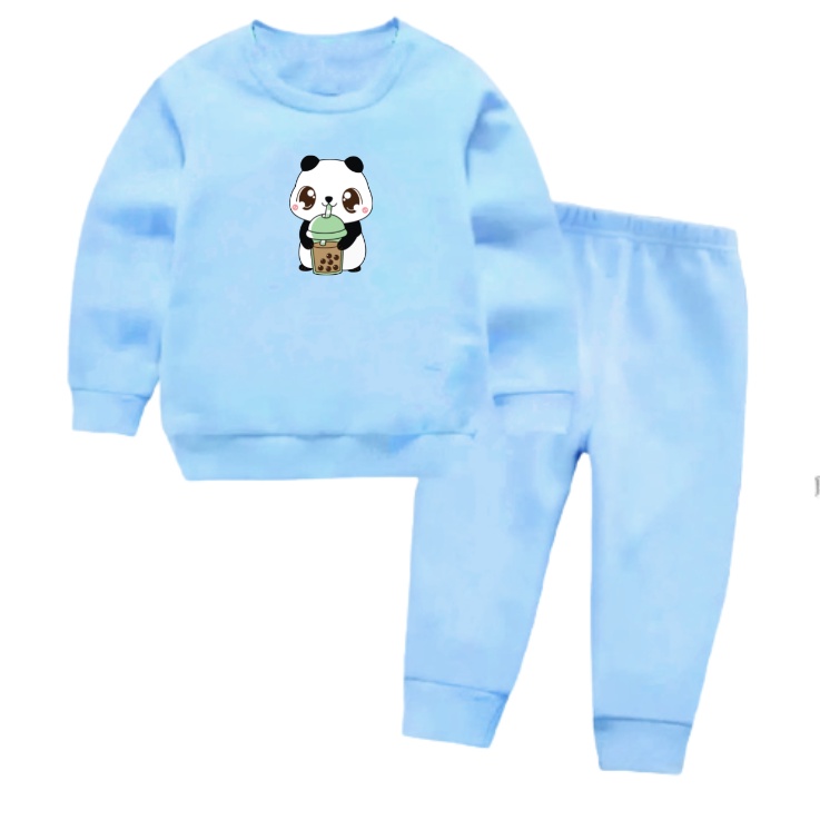 Setelan Sweater Anak Panda Boba Oblong/Set Sweater Anak