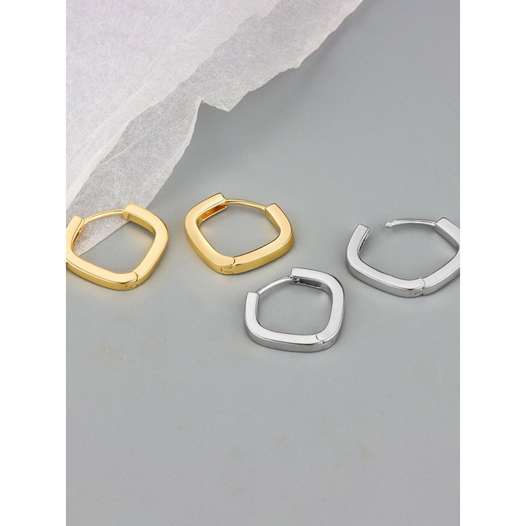 Anting Hoop Handmade Bentuk Persegi Kecil Warna Emas Gaya Vintage Untuk Wanita