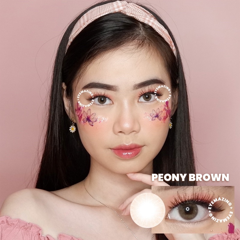 EYEMAZING Softlens - PEONY Brown / Coklat Normal Minus Beda Minus