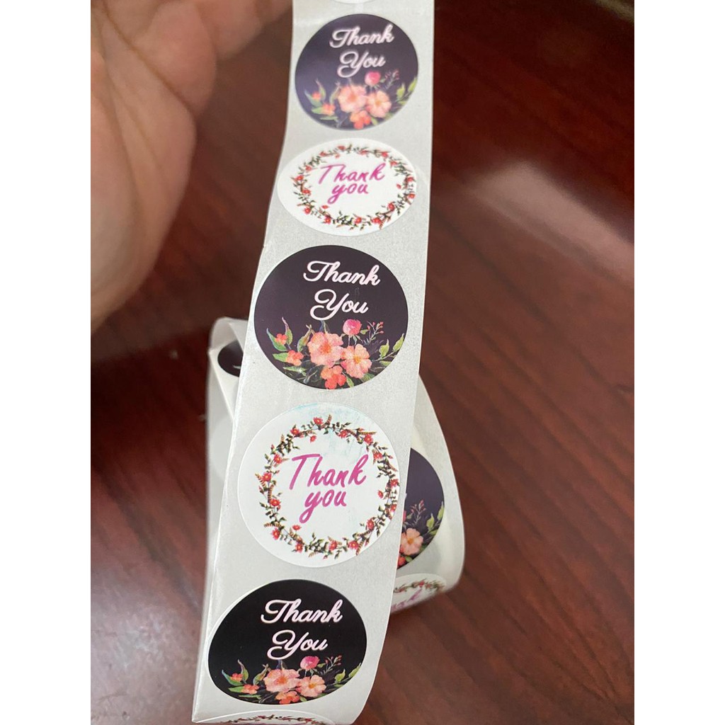 

Stiker Label Sticker Thank You Floral Bunga Gift Bakery Black White Hitam Putih Hadiah Kado Homemade