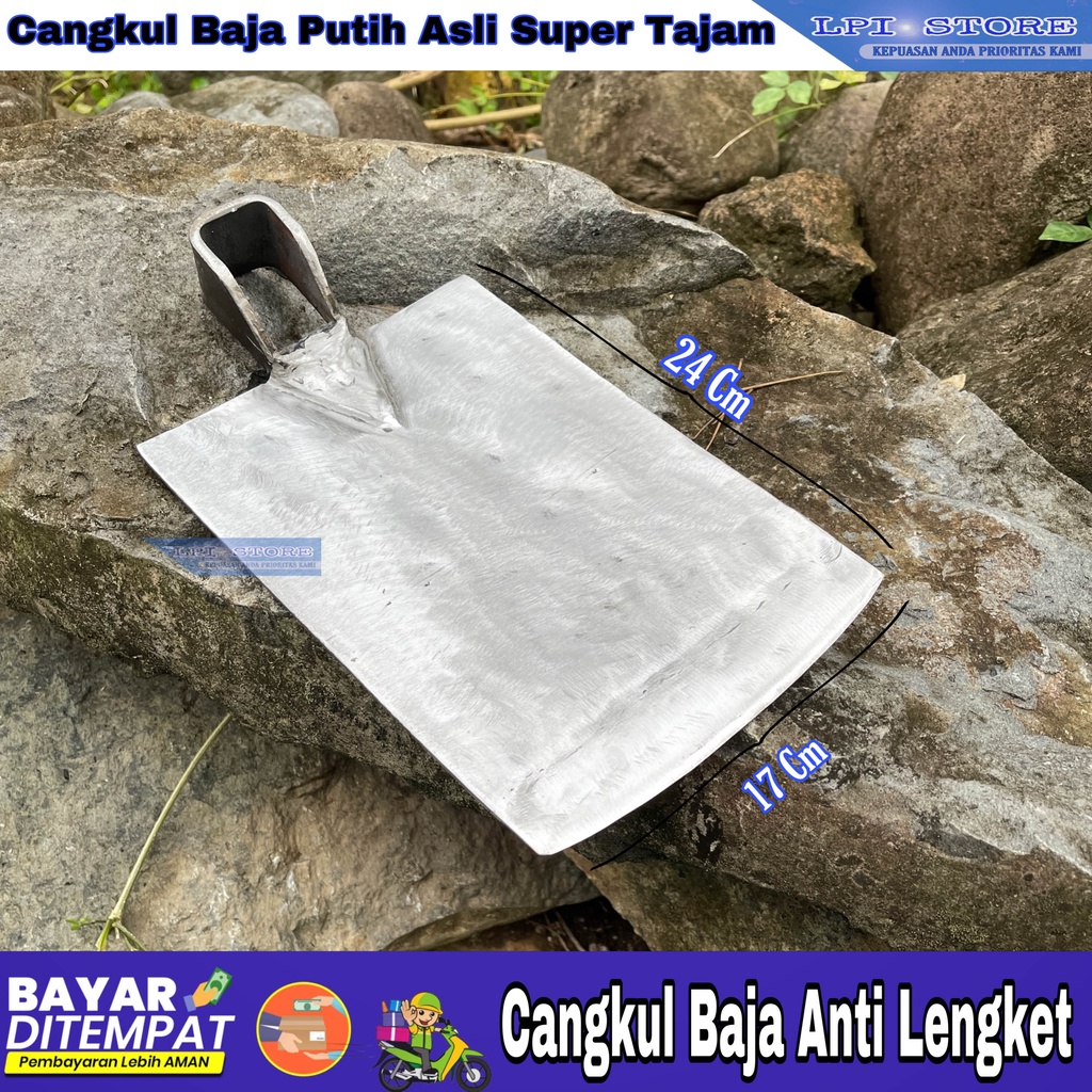 Cangkul Sawah Baja Anti Lengket - Bilah Baja Putih Asli Super Tajam Pacul Sawah Jawa Timur Terjamin Kualitas Nya | Cangkul Tulungagung Buatan Midi