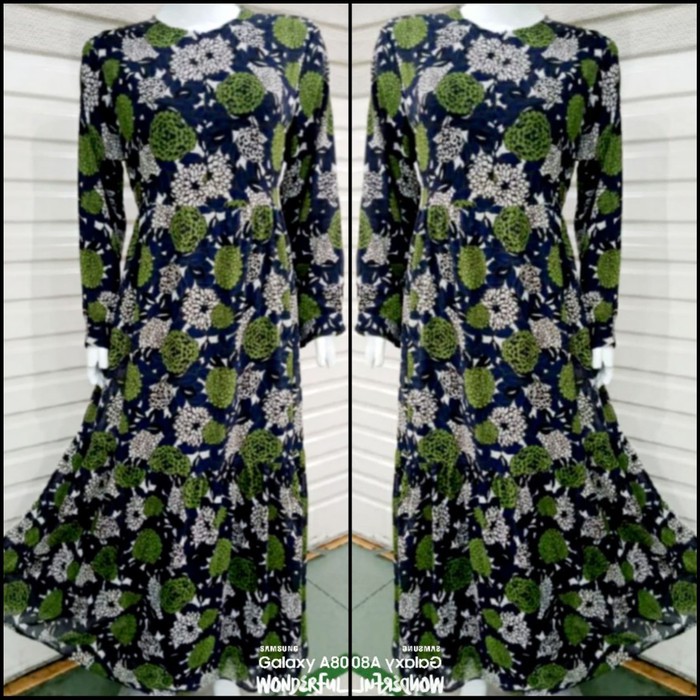 Gamis Baju Muslim Wanita Model Terbaru 2020 Edisi Lebaran Hijau Tua