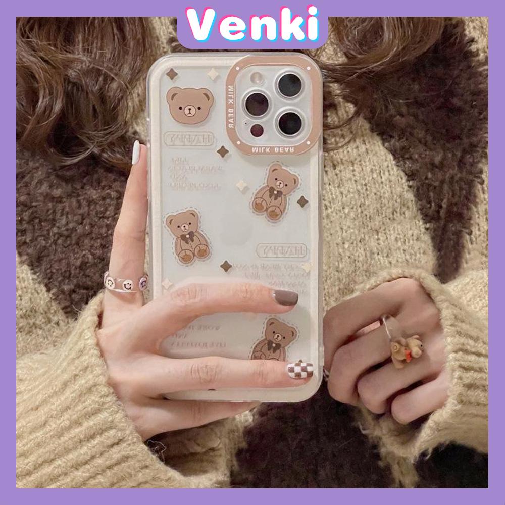 Soft Case Silikon Transparan Motif Brown Bear Untuk iPhone 13 Pro Max 12 Pro Max 11 7Plus