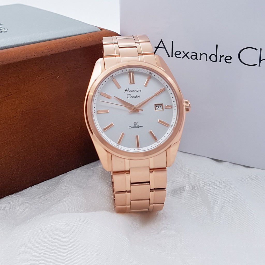 jam tangan alexandre christie 8514 pria - rosegold